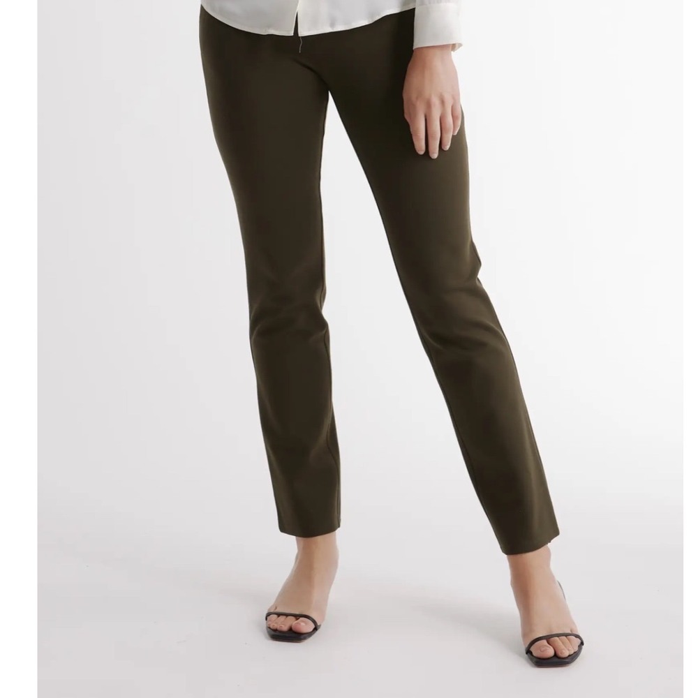 Quince Ultra-Stretch Ponte Straight Leg Trouser‎ Pants Olive Green Size 4